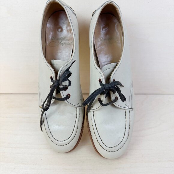 Vintage Brunswick Imperial Bowling Shoes Leather Women's Taupe 7 Right Hand - Picture 4 of 10